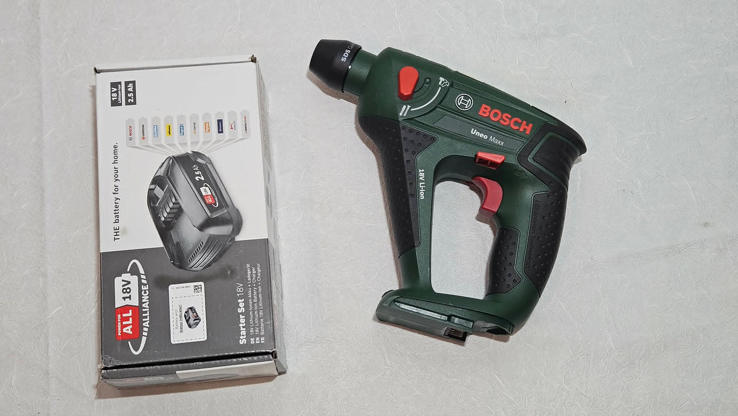 Bosch Uneo Maxx 18V Akku-Bohrhammer inkl. 2,5Ah Akku & Ladegerät | Ohne Bohrer und Koffer