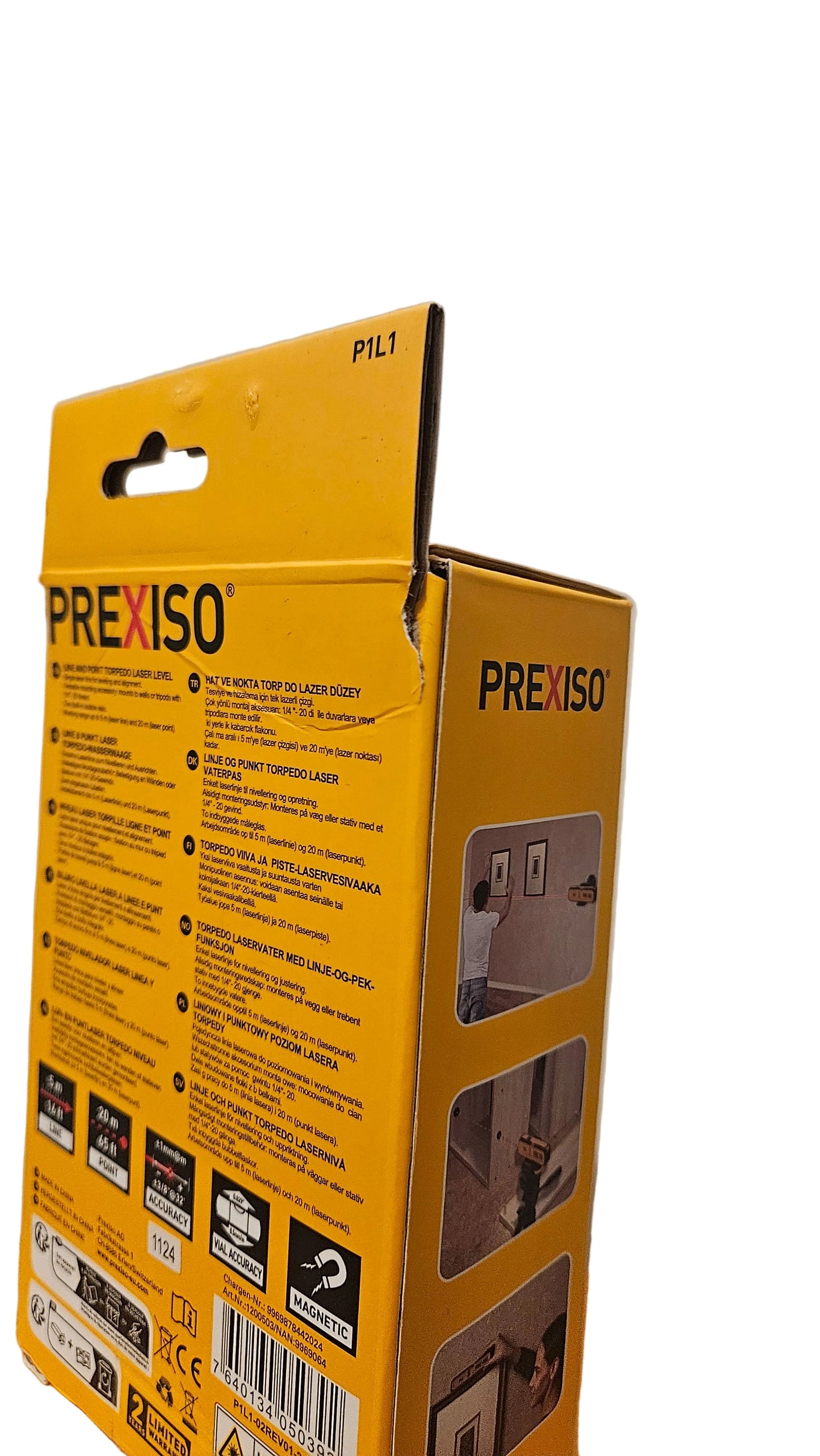 PREXISO P1L1 Linie & Punkt Laser Torpedo-Wasserwaage – B-Ware